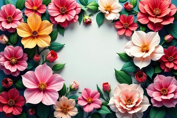 Continuous blooming flowers, intricate design, artwork, blossom