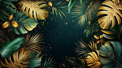 Luxurious tropical foliage arrangement on a dark background.
