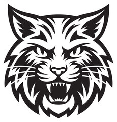 Fototapeta premium Wildcat Mascot Angry Cat Sport Logo Sign Graphic Silhouette Shape Clipart Digital Art Illustration