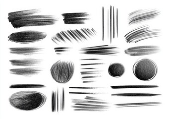 Set of various hand-drawn brush strokes