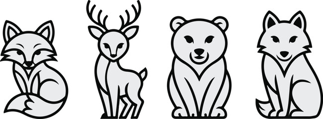 Obraz premium set of animals logo icon vector art illustration