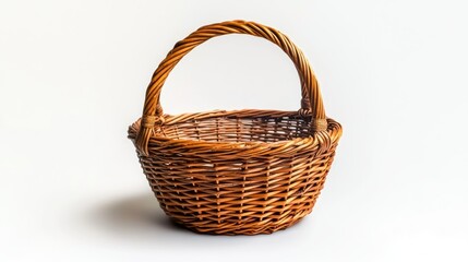 Small, round, woven basket with handle