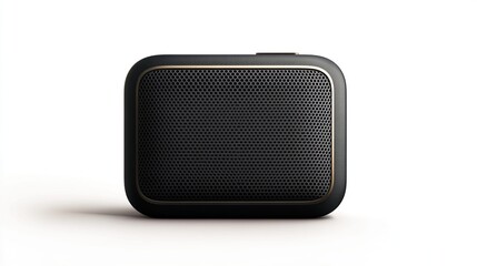 Obraz premium Compact portable Bluetooth speaker with gold accents.