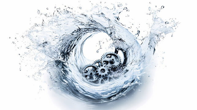 Dynamic wave splash frozen in time emphasizing motion and natural power of water. frozen time. illustration. [Frozen Time] | Silent Gears | mute machinery. Illustration