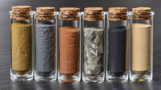 Laboratory test tubes with soil samples undergoing heavy metal analysis - agriculture copper test