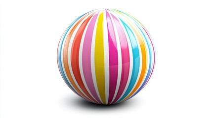 Colorful striped sphere on white background. (1)