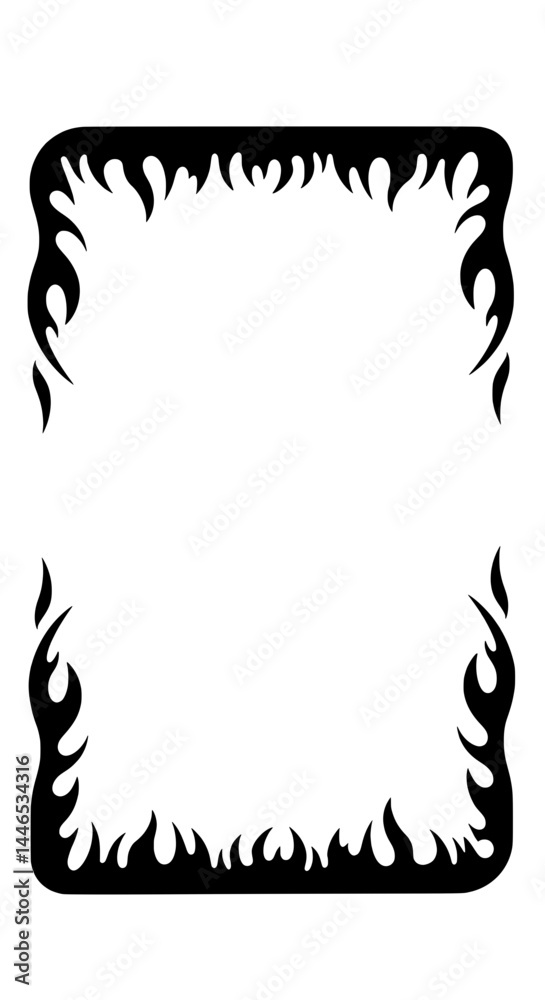 Poster fiery frame: an abstract border composed of flame-like elements, offering a striking visual element 