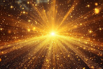 Golden Light Burst, Sparkling Background, Festive Celebration