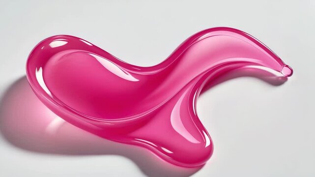 Swatch texture of lip oil or lip gloss. Isolated drop of red glossy liquid on a background. Close-up of makeup product smear.