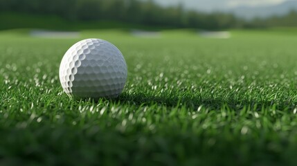 Fototapeta premium A Golf Ball Resting on Green Grass