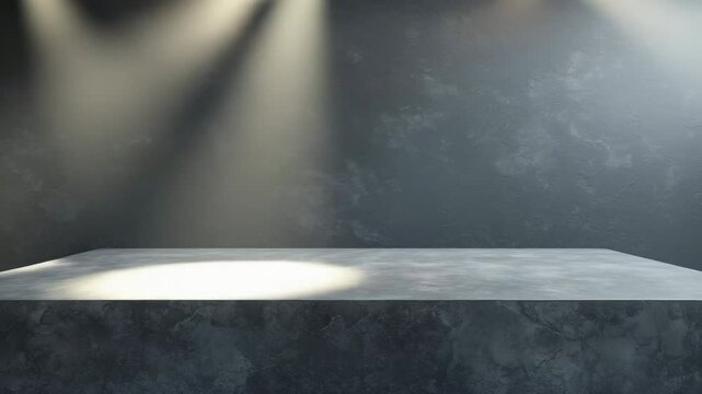 Modern dark grey limestone texture background illuminated by white light on a smooth empty wall surface. Elegant gray concrete stone tabletop view featuring a grunge, rustic marble slab.