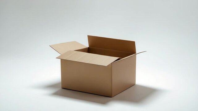 Isolated open cardboard box on a white background