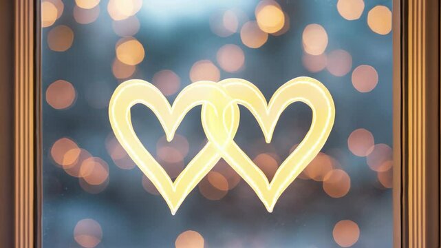 Unlocking love: two illustrated hearts on an ajar door with a festive backdrop, a conceptual video of initial affection or true love