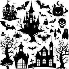Halloween Silhouette Elements Collection