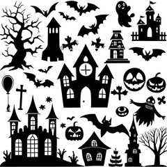 Halloween Silhouette Elements Collection