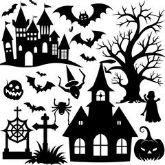 Halloween Silhouette Elements Collection