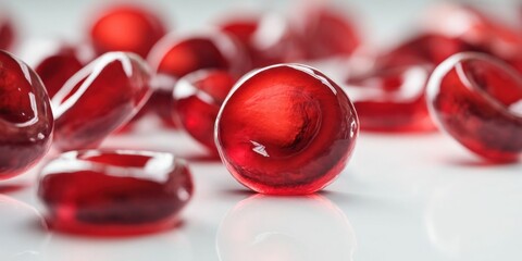 3D Illustration of Red Blood Cells on White Background