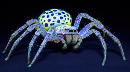 Colorful Spider, Close-up on Dark Background