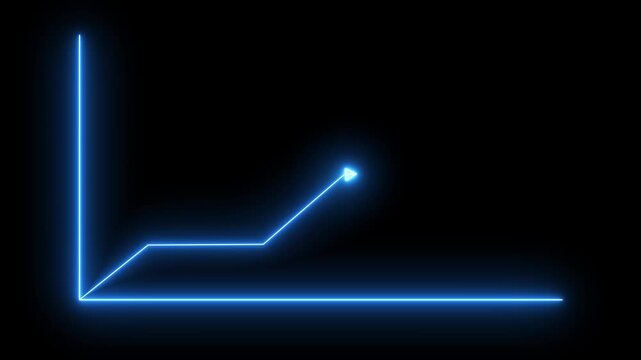neon business graph on black background. Successful, growth, Increased and trend neon line graph. 4k video.