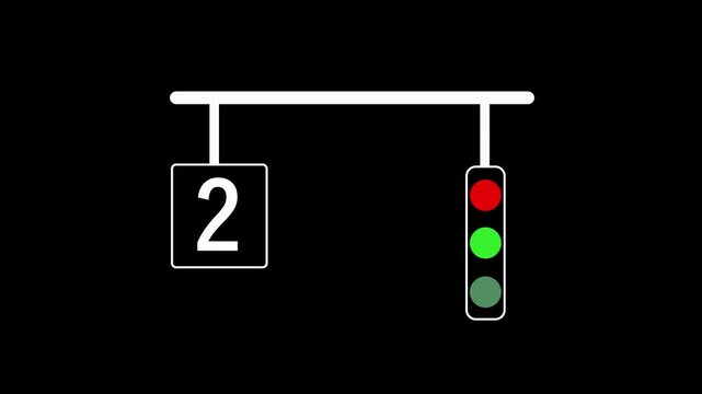 Animated Red Traffic Light - Stop Signal Icon in Motion. Glowing traffic signal icon animation with black background.