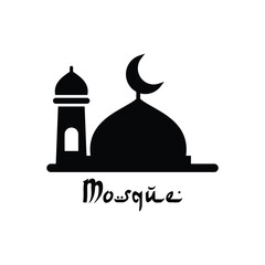 Illustration vector of simple mosque icon on white background.