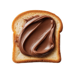 Obraz premium Slice of bread with chocolate hazelnut spread on a transparent background from directly above