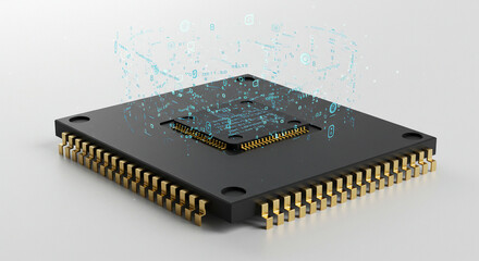 Advanced AI Microchip on White Background