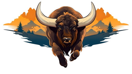 Professional Creative Buffalo Cartoon Vector Illustration for Graphic Design Projects