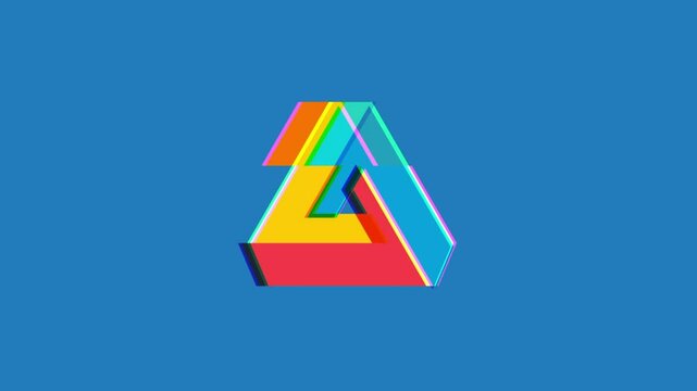 Penrose triangle with glitch and distortion effects