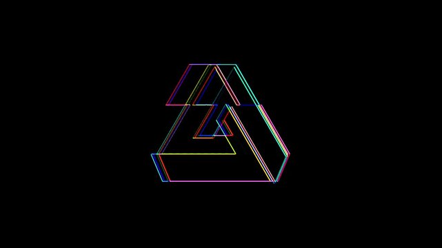 Penrose triangle with glitch and distortion effects