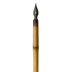 Naklejka premium Expertly crafted traditional dip pen featuring a natural bamboo handle and a weathered metallic nib.