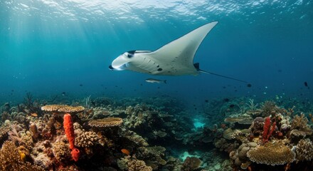 Fototapeta premium Manta Ray Underwater Photo