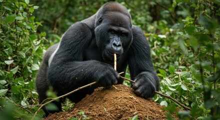 Gorilla Eating in the Forest, Photo