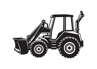 Fototapeta premium Backhoe loader silhouette vector