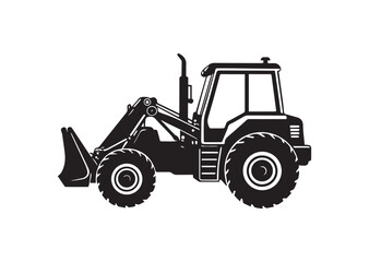 Naklejka premium Backhoe loader silhouette vector