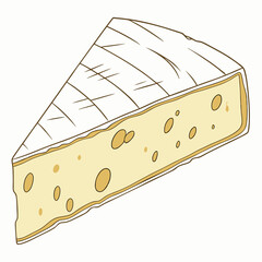 Illustration Of A Triangular Brie Cheese Piece On A White Background