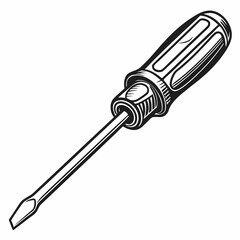Fototapeta premium Slotted Screwdriver Vector Illustration Monochrome Style Detailed Tool Design Flathead