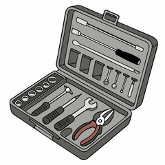 Open Toolbox With Wrenches Pliers And Sockets For Home Repair