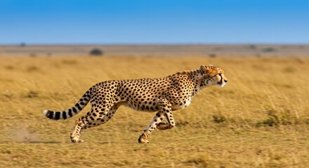 Obraz premium Cheetah Running in Grassland (Photo)