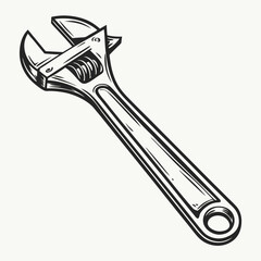 Adjustable Wrench Hand Tool Illustration For Mechanical Repair Or Maintenance