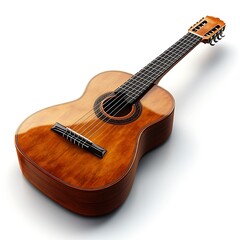 Obraz premium Acoustic Classical Guitar Close Up On White Background High Resolution Photo