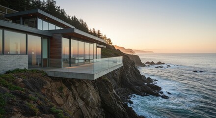 Modern House Overlooking Ocean (Photo)