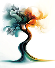 Highly detailed illustrations of various trees, leaves, grasses, and botanical elements, featuring realistic, minimalist, and abstract compositions on a white background.