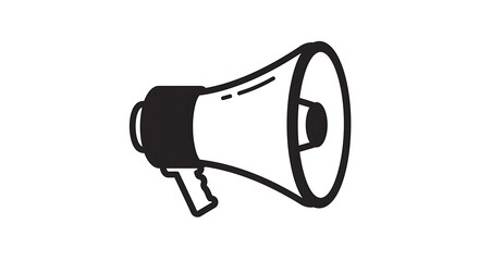 Black and White Megaphone Icon &ndash; Loudspeaker Vector Symbol
