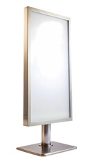 Modern Silver Advertising Display Stand with Blank White Space for Mockup