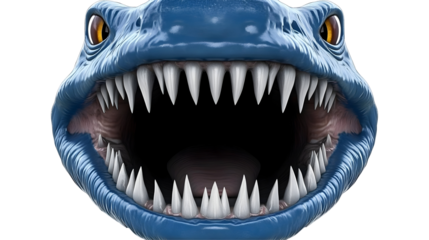 3D Illustration Of A Blue Monster Mouth Open