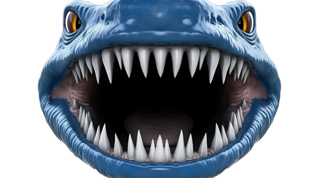 3D Illustration Of A Blue Monster Mouth Open