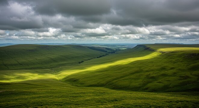 Green Landscape with Dramatic Sky - Photo