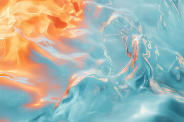 Obraz premium Abstract rendering featuring a blend of flowing blue and orange hues creating a dreamy, liquid texture.
