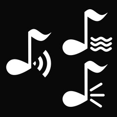 Set misic tone icon vector,set silhouette tone music design illustration,tone music icon background,set tone music icon on black background 